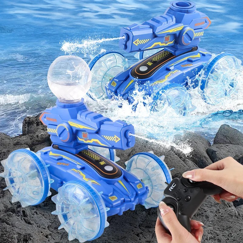 2.4G RC Car High-pressure Water Gun Remote Control Amphibious Off-road Vehicle Climbing Stunt Car