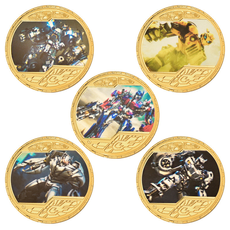 5Pcs Transformation Commemorative Coin Optimus Bumblebee Anime Creative Peripheral Commemorative