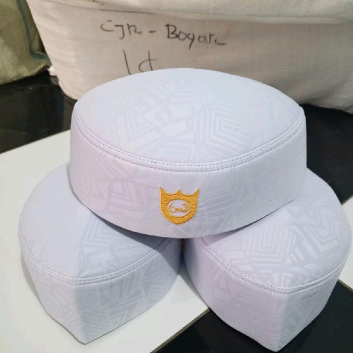 Peci Kopeah Malaysia Terompah Embos/Peci Terompah Embos Logo/Peci Malaysia Putih Songkok