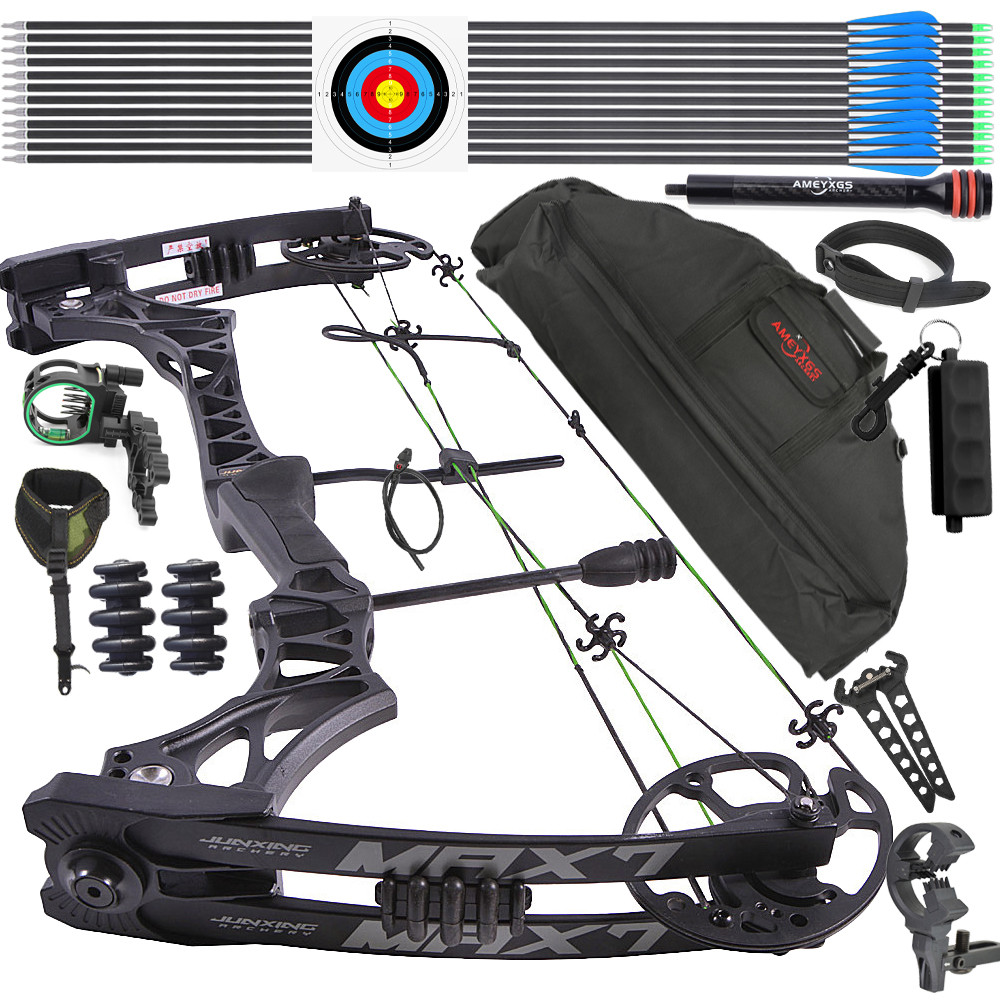 Compound Bow Set 30-70lbs Pulley Bow Let-off 80% Magnesium Alloy Handle 19-31'' Draw Length