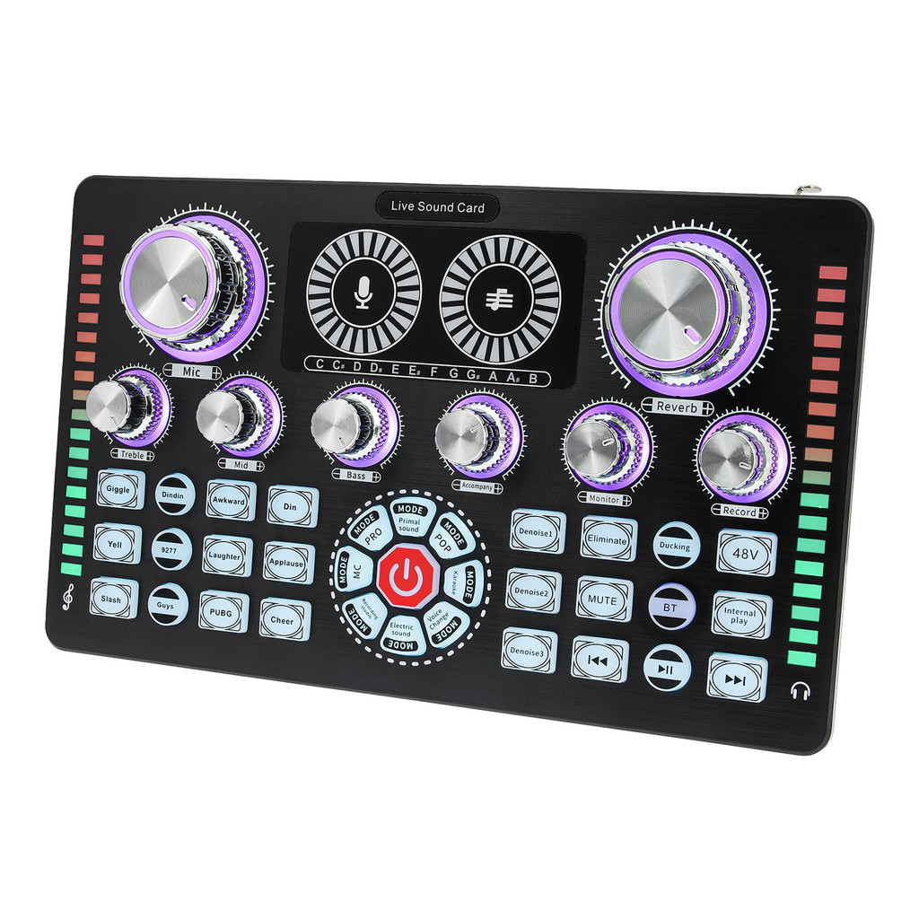 Professional Podcast Studio Sound Mixer Q7 Sound Card Audio Mixer for Recording Live Streaming Sound