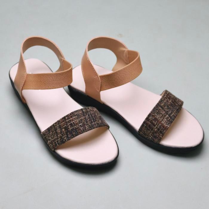 Sale Yellow Rafaela - Sandal Wanita Wedges Ban 1 Bahan Kain Tali Karet Belakang Anti Slip Elegant