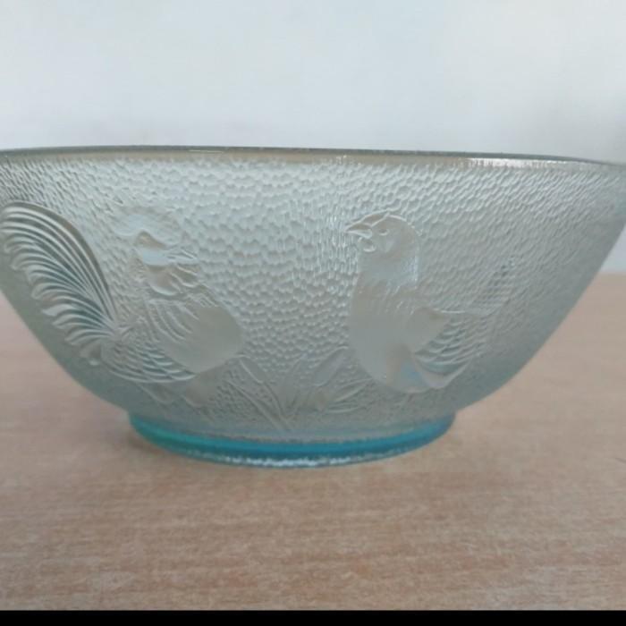 Mangkok Besar Lebar Bulat Cekung Dalam Motif Ayam Kaca Beling Bening Tebal Murah Tahan Panas Premium