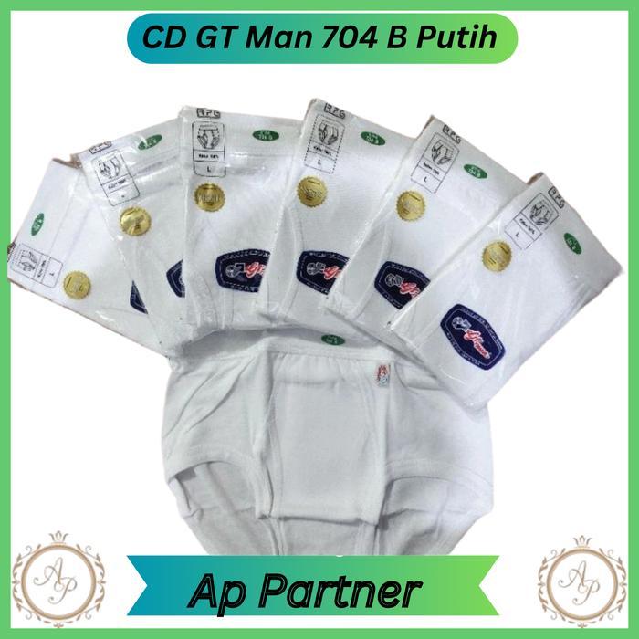 k6zv- 3 Pcs Celana Dalam Pria Gt Man 704B Warna Putih / Celana Dalam Pria Gt Man 704 B Katun