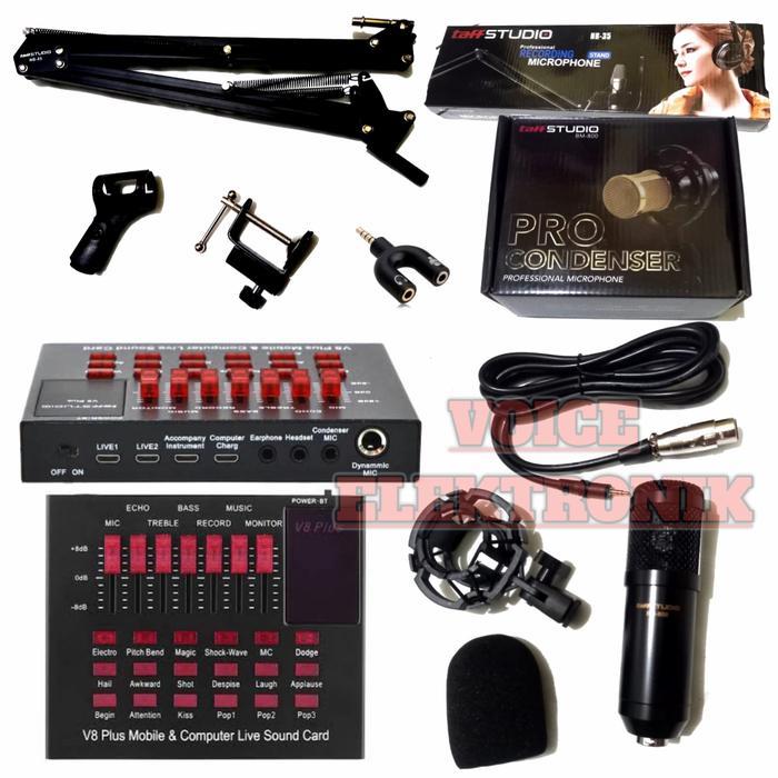 Paket BM 800 Plus Soundcard V8+ Bluetooth Promo Premium