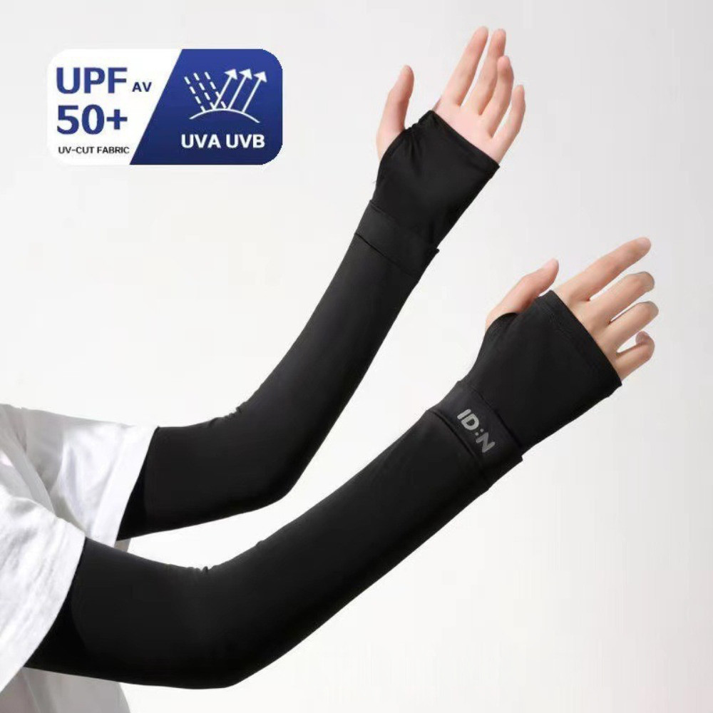 New Solid Color Sunscreen Sleeves Ice Silk Breathable Riding Driving Gloves Loose Anti-UV Arm Guard