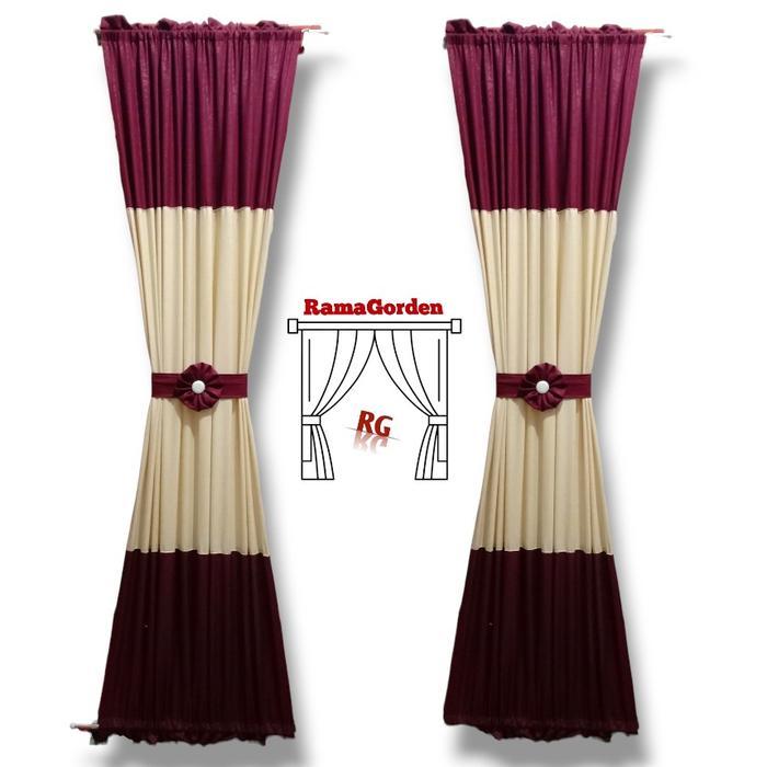 Gorden jendela fullset kombinasi 2 warna/Gorden jendela kupu 2 ikat pita Curtain Tali Bunga