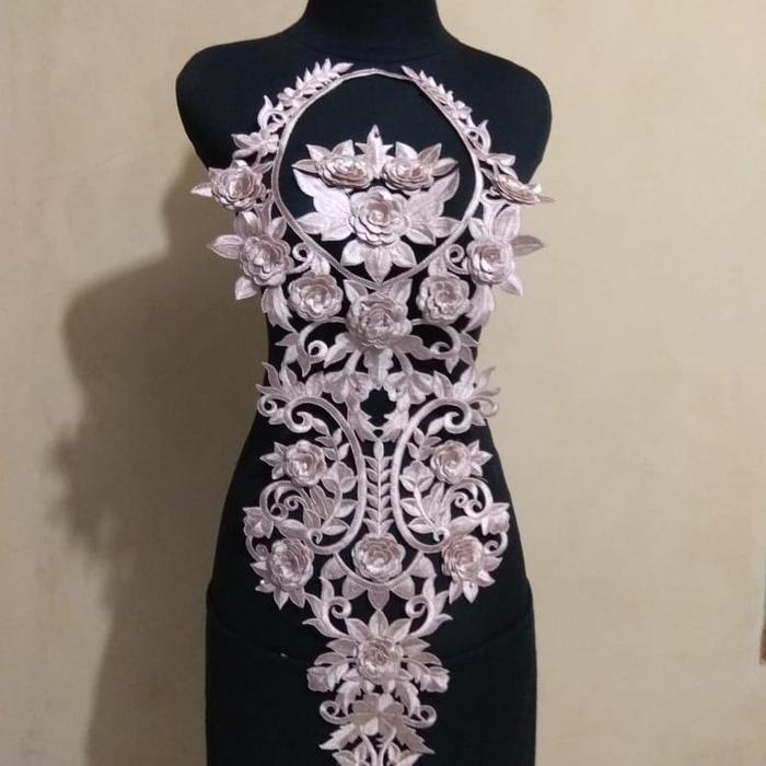 jq41- Renda Bordir Gamis/Kebaya/Baju Pesta ( Model Kamisem)