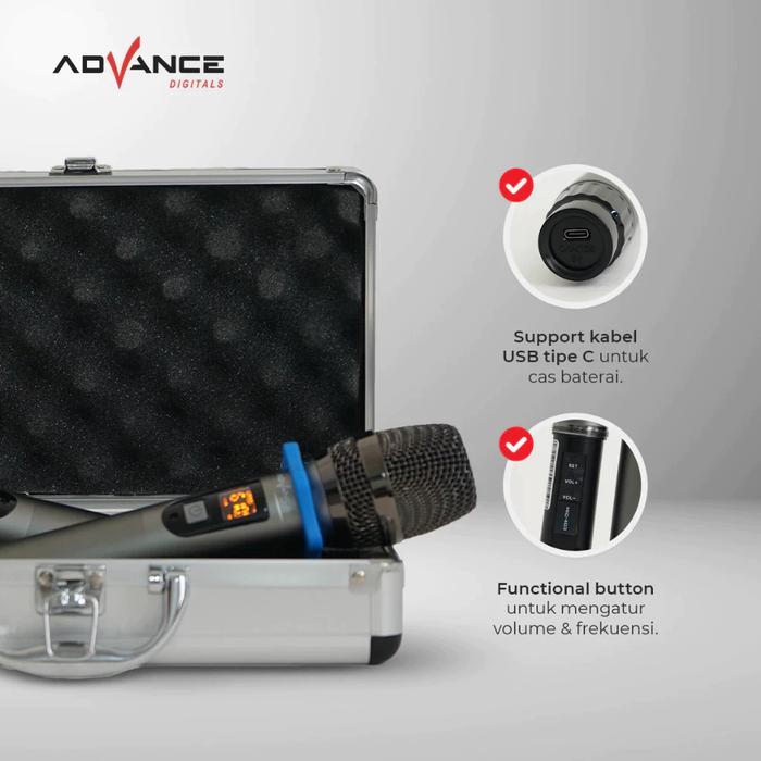 Tntgmusic- Advance Mic403 Double Mic Bluetooth Karaoke Wireless Microphone Suara Jernih Bonus