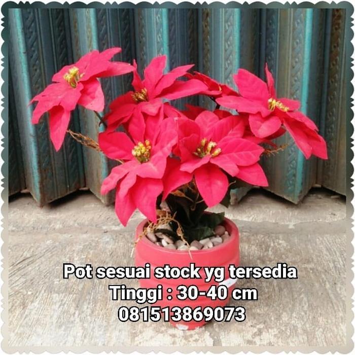 Buruan beli] Tanaman Bunga Hias Kastuba Merah Plastik Artificial Palsu Hiasan Natal