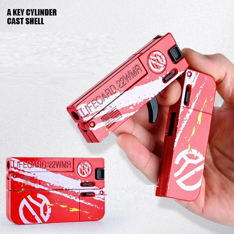 New Upgraded Lifecard Metal Folding Gun Toy for Kids Adult, Pistol Toys Gun With Soft Bullets Alloy