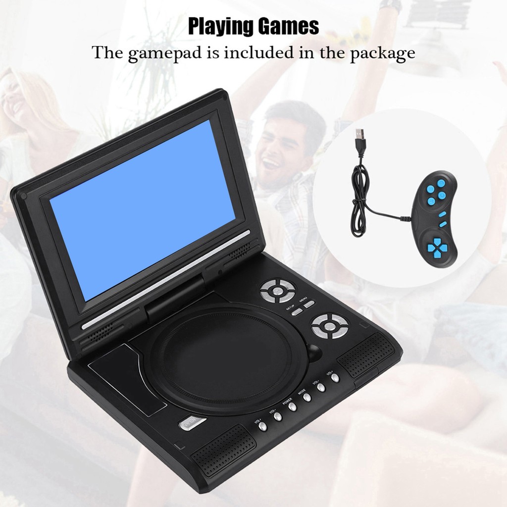 7Inch Portable Dvd Player Swivel Screen Rechargeable Tv Car Charger Gamepad Car Dvd Player Car Dvd