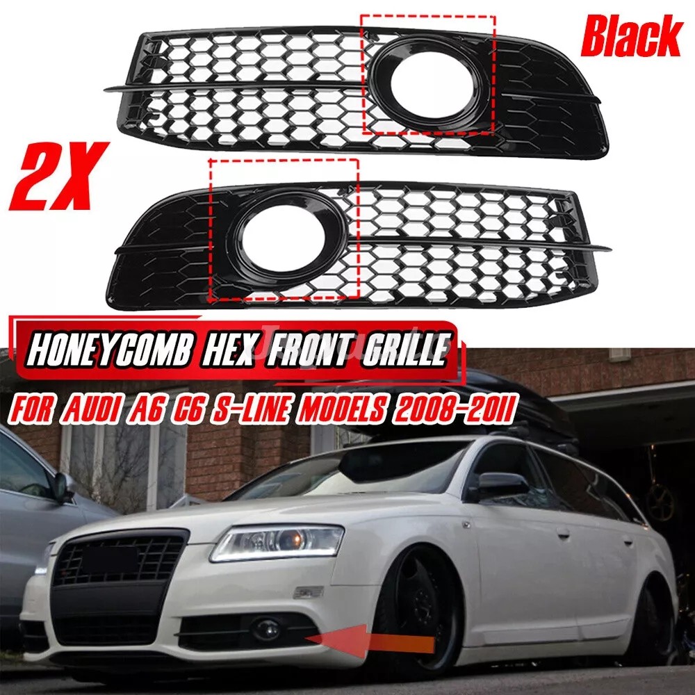 Front Bumper Fog Light Grille For Audi A6 C6 S- S-Facelifted 2008 2009 2010 2011 Honey Mesh Fog Lamp