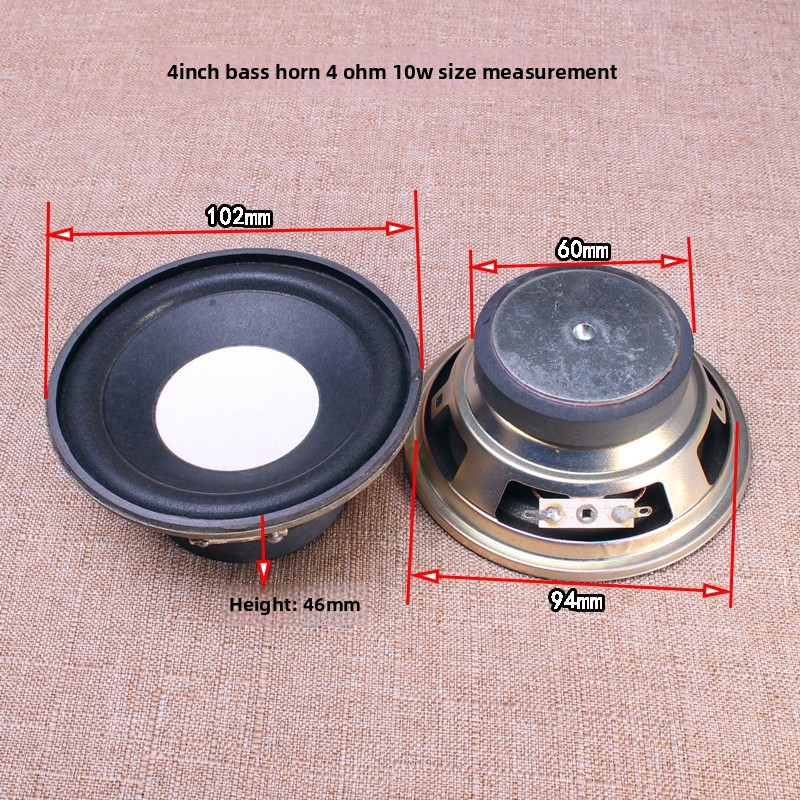 2Pcs 4 Inch Speaker 102Mm Subwoofer 4 Ohm 10W Multimedia Active Speaker Diy Subwoofer Unit