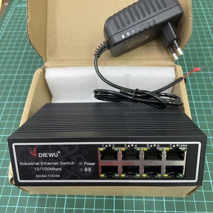 Diewu 8 port Ethernet switch Din Rail with PSU
