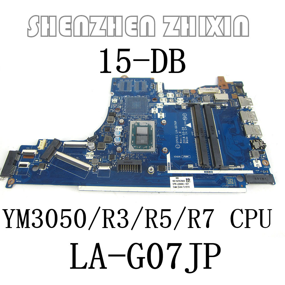 LA-G07JP For HP 15T-DB 15-DB 15-DX Laptop Motherboard with YM3050U/Ryzen3 3200U/ Ryzen5 3500U/Ryzen7