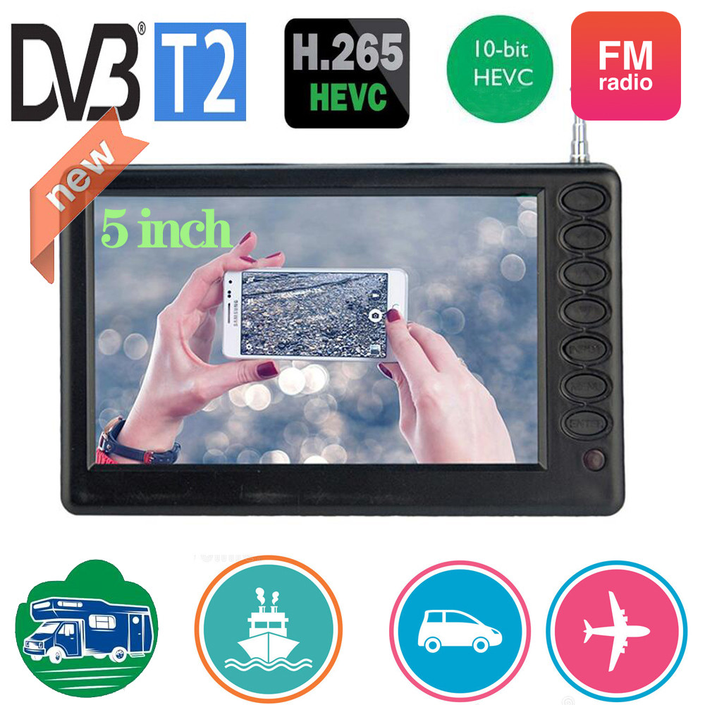 LEADSTAR Rechargeable D5 5 Inch 800*480 Portable Mini Tv With DVB-T2 ATSC ISDBT FM ATV USB Battery