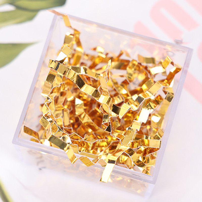 20g Gold Color Shredded Crinkle Raffia Paper Candy Boxes DIY Gift Filling Material Wrapping Filler B