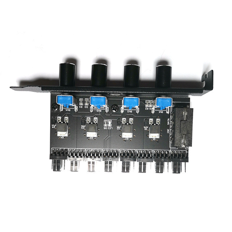PC 8 Channels Fan Hub 4 Knob Cooling Fan Speed Controller for CPU Case HDD VGA PWM Fan PCI Bracket 1