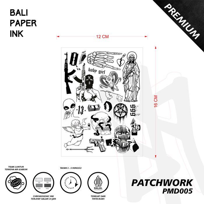 Tato Patchwork PMD005 Premium Stiker Tato By Bali Paper Ink Temporary Tatto