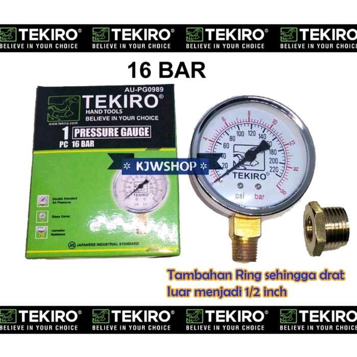 K Manometer 16 Bar TEKIRO Drat 1/2 Kuningan Pressure Gauge 16Bar Pressure Gauge 16kg TEKIRO Presure