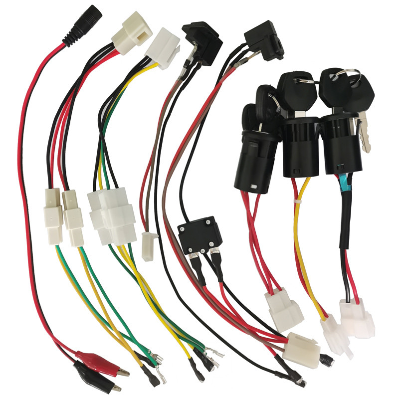 Children Electric Car Battery Charging Interface,Toy Car Dual-Drive Motor Wire, Key Ignition Switch