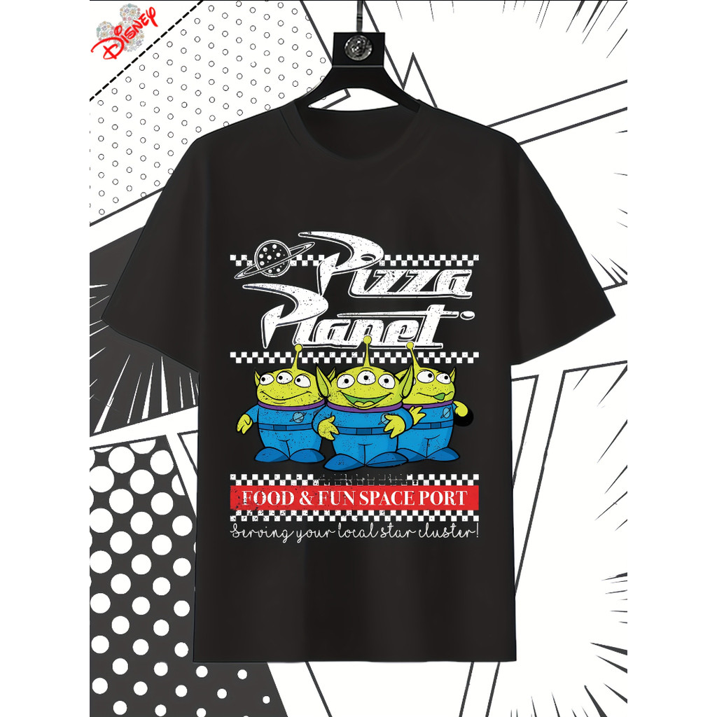 Disney Pizza Planet Aliens Graphic T-Shirt Men Fashion Summer Street Sports Short Sleeve Women's