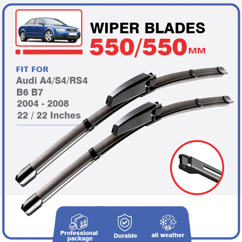 22"+22" Front Wiper Blades Set For Audi A4 B6 B7 S4 RS4 2004 - 2008