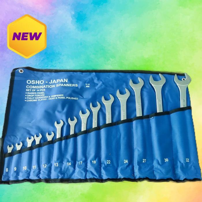 Murah Osho Japan Kunci Ring Pas 14 Pcs Set - Wrench Set 11 Pcs 8 - 32 Terlaris