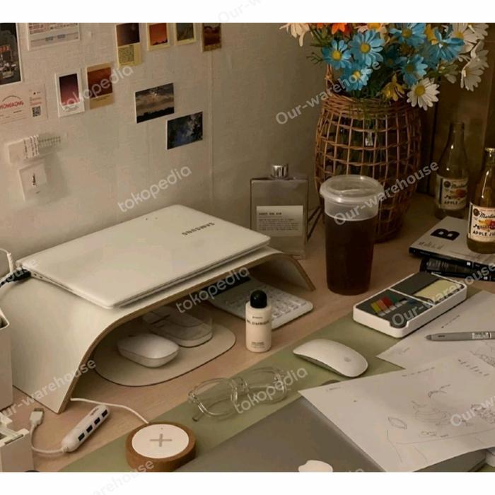 SIGFIN STAND MONITOR, MEJA MONITOR KOMPUTER LAPTOP,TINGGI TETAP, PUTIH