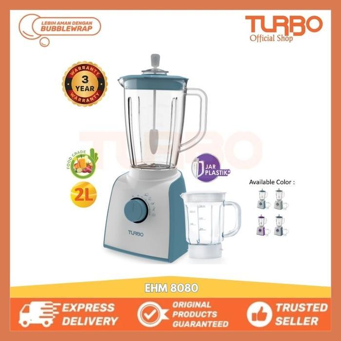 Turbo Blender Plastik Plus Mini Glass Jar/Penggiling Bumbu Basah EHM8080 - 4 Varian Warna Original