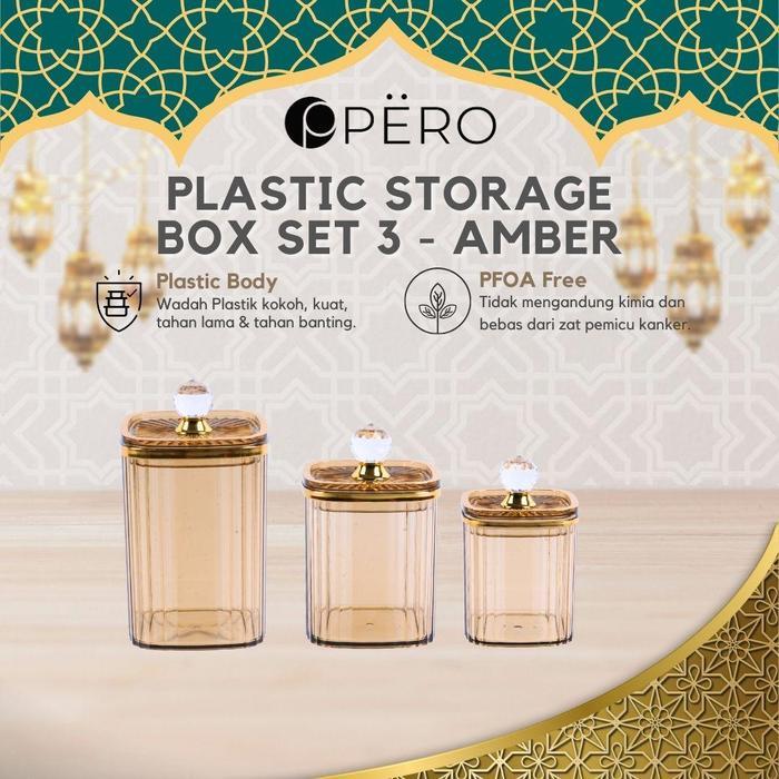 Terbaru - [IN HOUSE] Pero Jar Set Of 3 Sealed Pot / Toples Set 3 Tutup Kedap Udara / Toples isi 3 /