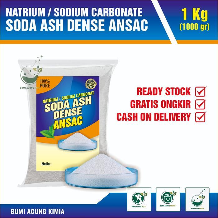 New ANSAC Soda Ash Dense 1 KG 99.2% Pure Sodium Carbonate Bahan Kimia Industri Kaca Deterjen Sabun