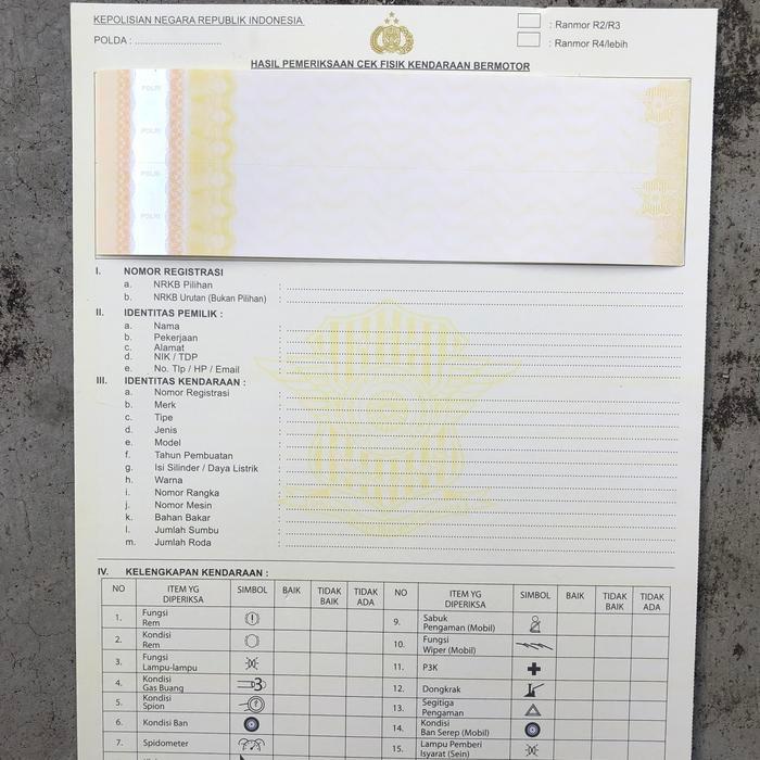 New Kertas Gesek Samsat Resmi Polos Seluruh Daerah