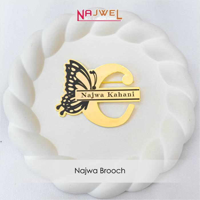 ORIGINAL Najwa Brooch Custom e - Bros Custom a Laser Presisi Bahan Titanium Anti Karat Peniti Aksess