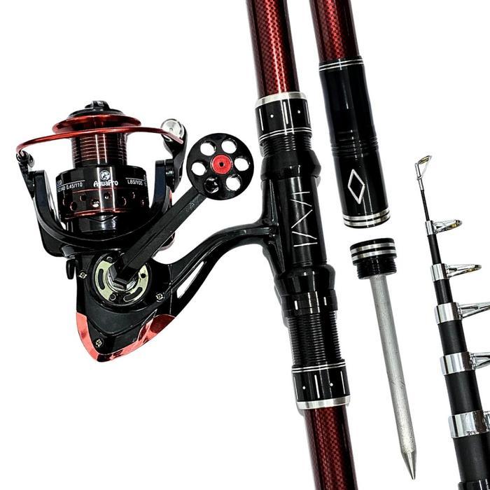 AQUAPRO PAKET SET JORAN LAUT TELESCOPIC PORTABLE HIGH CARBON DAN REEL PANCING METAL KUAT UNTUK LAUT