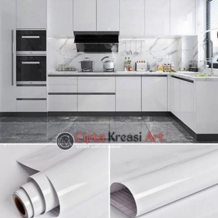 New Wallpaper Sticker putih / Stiker kaca Meja Lemari dapur / skotlet