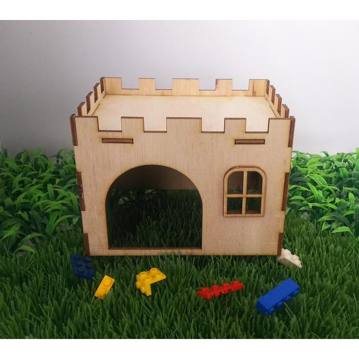 rumah landak mini kayu mainan hewan peliharaan