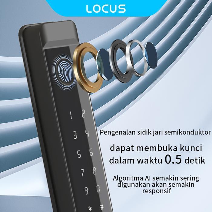 Locus S4 Waterproof Smart Door Lock, Kunci Pintu Geser, Kaca, Kunci Pintu Digital Sidik Jari,