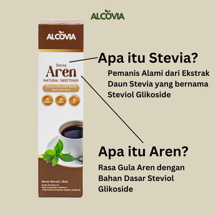 jycg- Alcovia Stevia Aren Tetes Pemanis Alami Pengganti Gula - 15 Ml