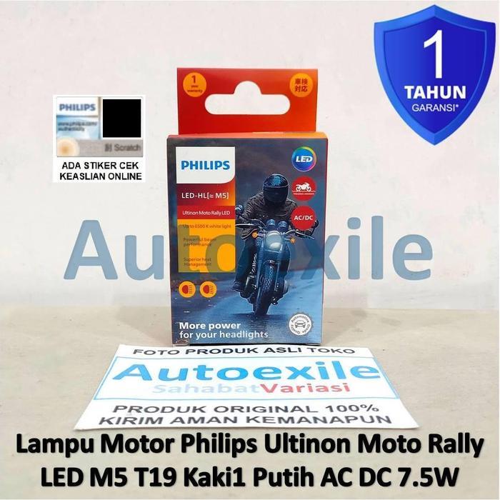 SIAPKIRIM Philips Ultinon Moto Ry LED HL M5 T19 H6 Kaki1 6500K Putih AC DC Lampu Motor Bebek Matic