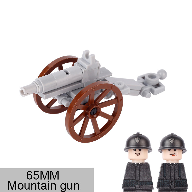 Military Cannon Gun Artillery Tank Building Blocks Germany Soivet Italian Soldiers Figure Armor Car 
