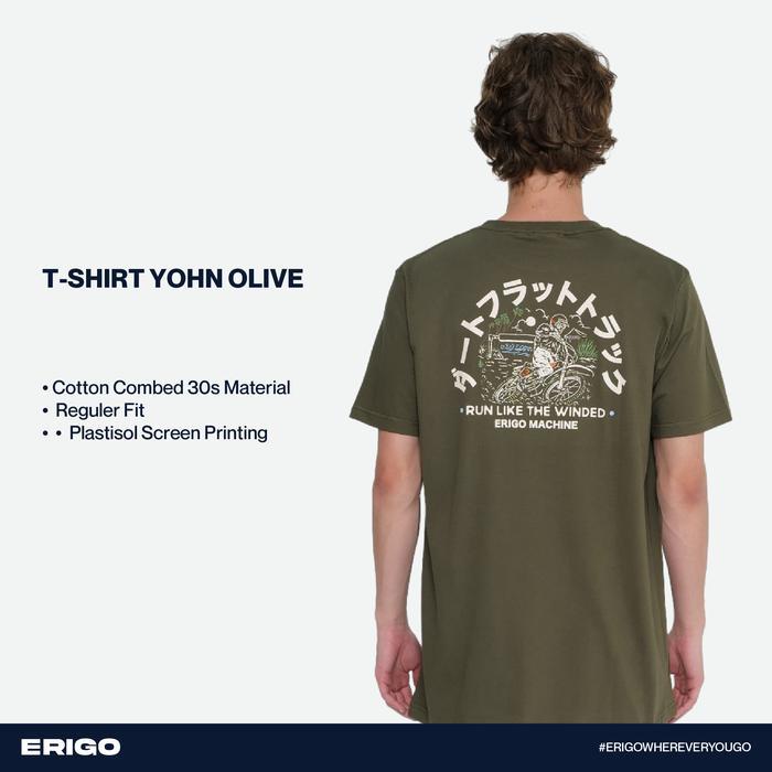 PROMO (GGV) ERIGO T-SHIRT YOHN OLIVE - KAOS HIJAU OLIVE PRIA & WANITA DESAIN STYLISH BAHAN
