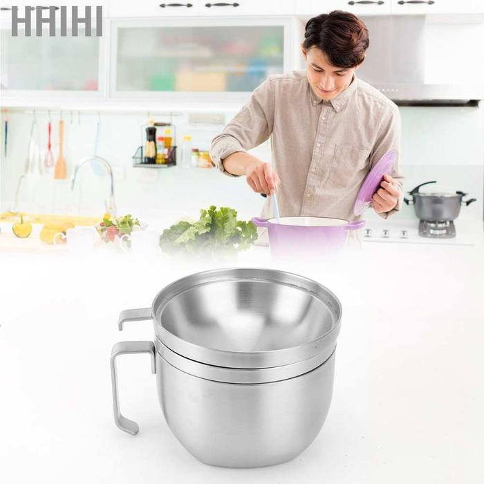 Hhihi Noodle Bowl Double Layer Stainless Steel Household Soup