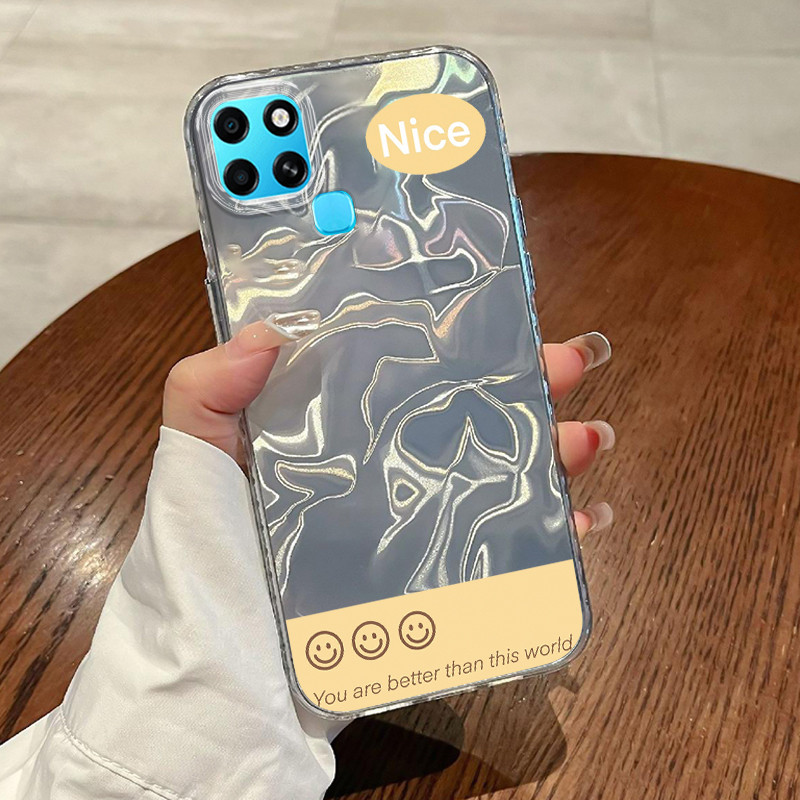 Casing Hp Infinix Smart 6 Infinix Smart 6 Plus Case Casing Pola tas wajah tersenyum HP Kasing Kasus 