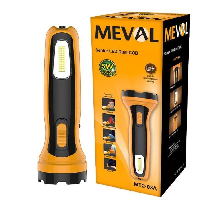 Meval Senter LED 5 Watt Dual COB Putih Center MT2-03A Lampu Emergency