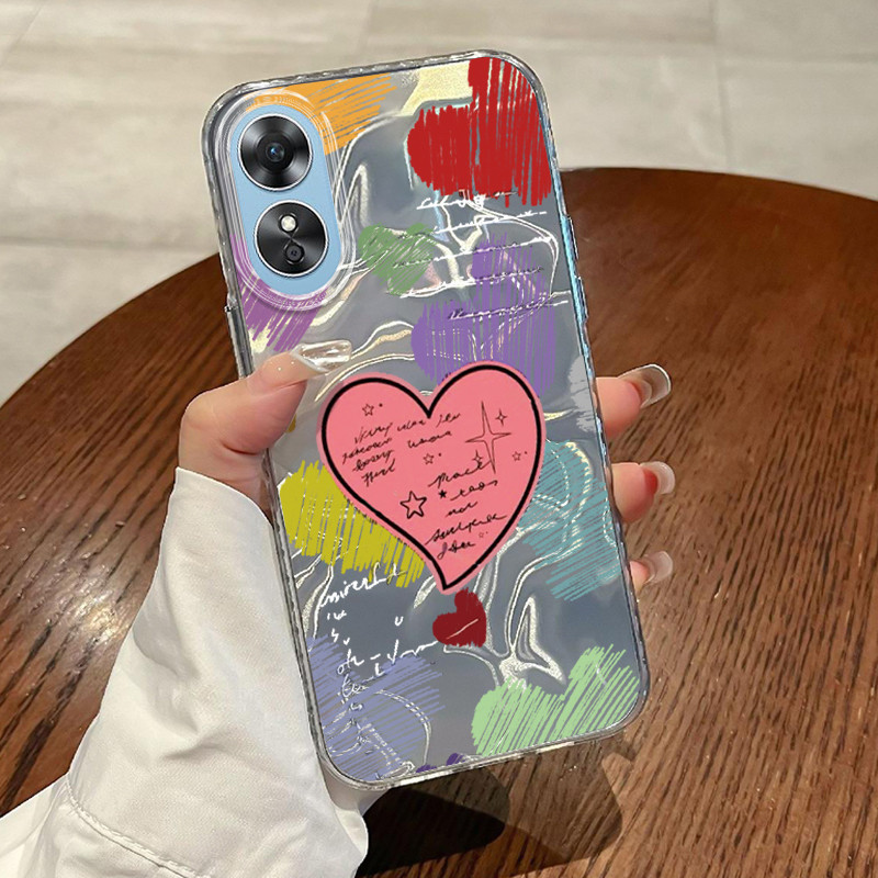 Casing Hp OPPO A17 OPPO A17K Case Casing Pola Bunga Kaminya HP Kasing Kasus ponsel transparan mewah 