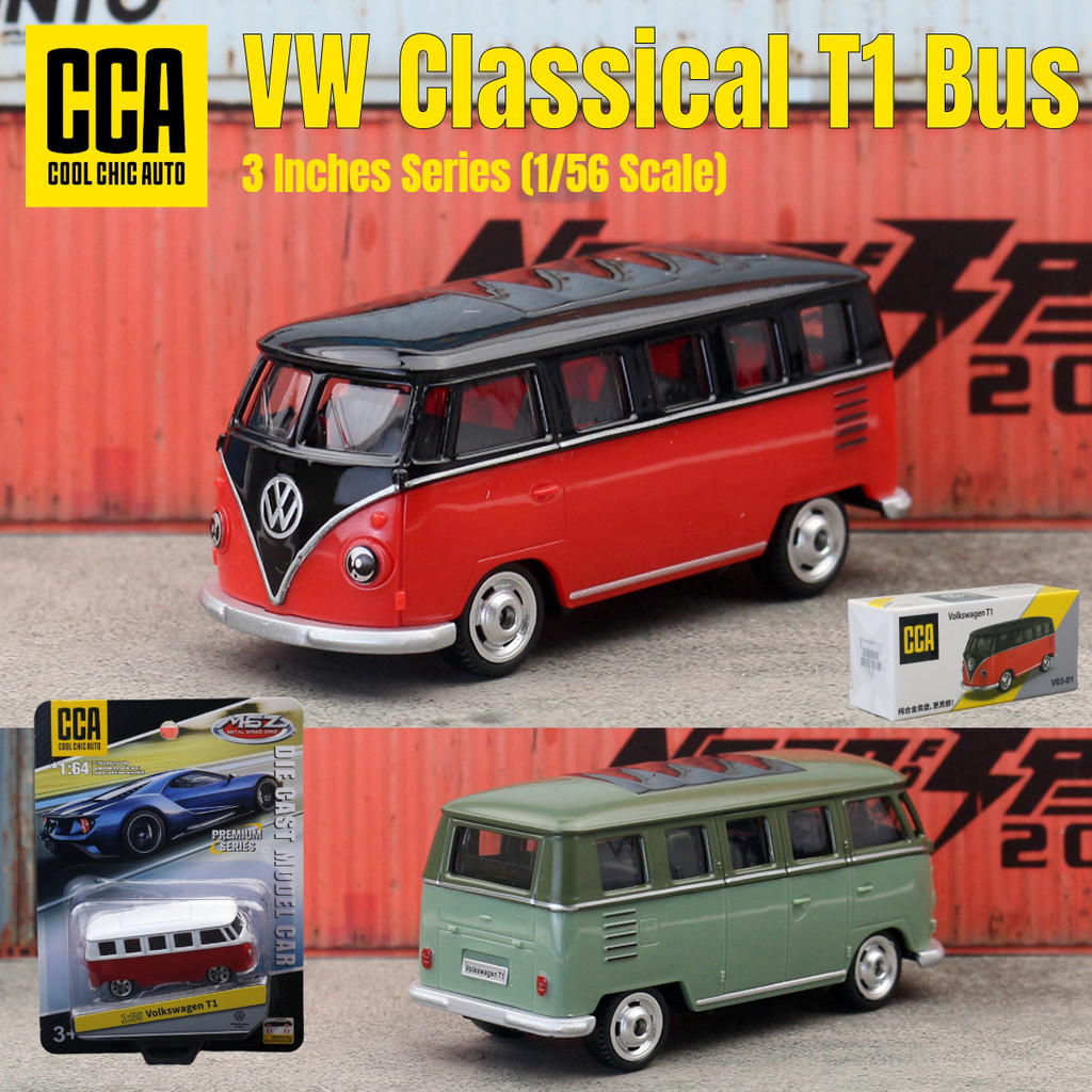 1/56 Volkswagen T1 Bus Toy Car Model Cca Msz 1:64 Diecast Miniature Free Wheels Collection Suitable