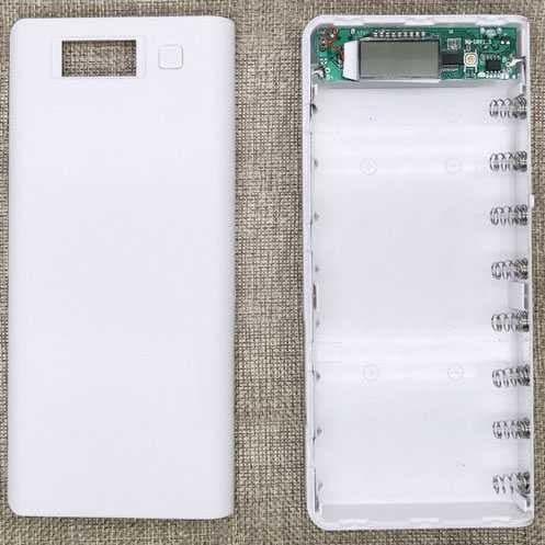 j2l6- 8 Slot Power Bank Case Kotak Diy Untuk 8 Baterai 18650 Putih - Biru