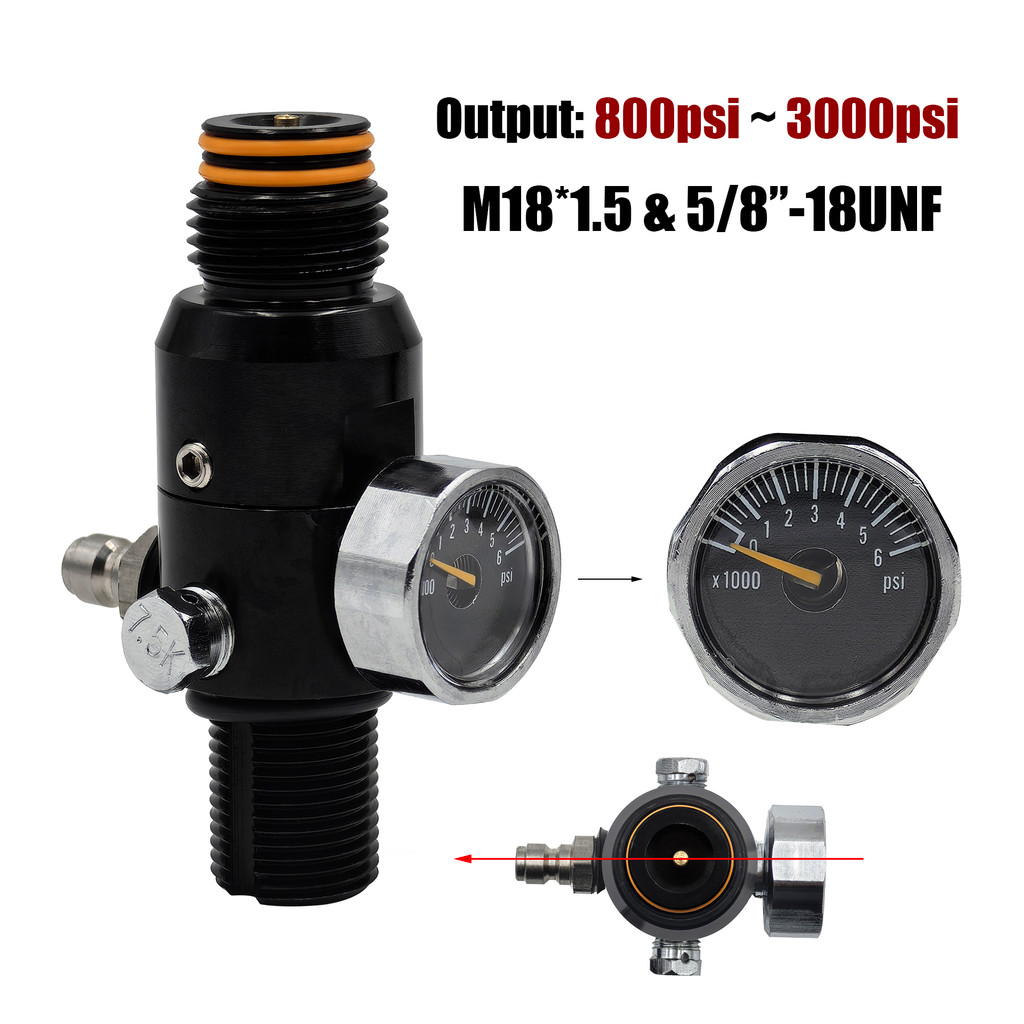 HPA Regulator Adapter Valve of Compressed Air CO2 Oxygen Nitrogen Cylinder Tank Bottle 4500psi